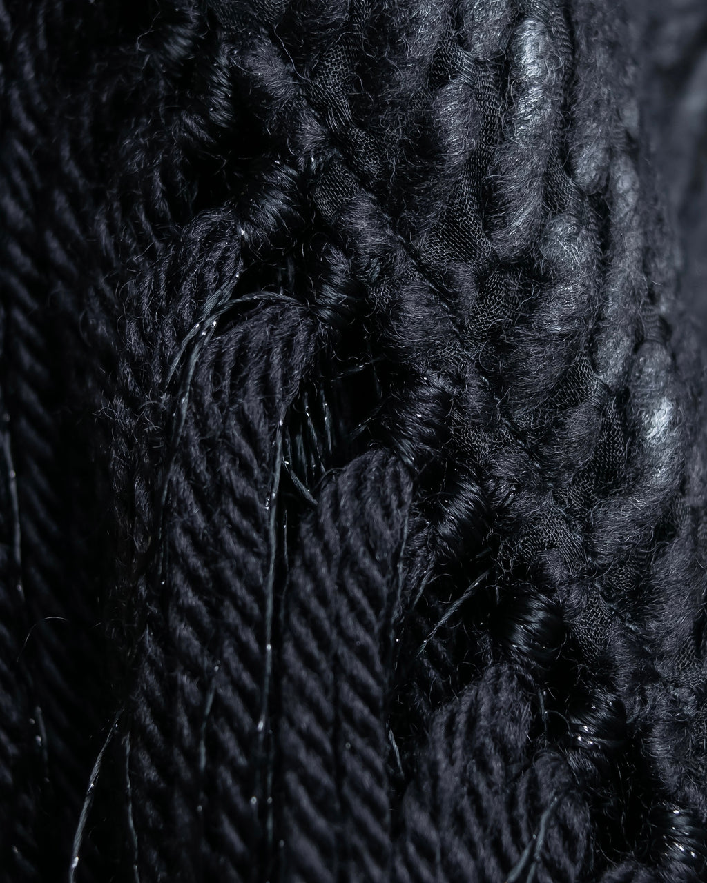 "GIORGIO ARMANI" Waffle low gauge knit fringe design stole