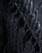 "GIORGIO ARMANI" Waffle low gauge knit fringe design stole