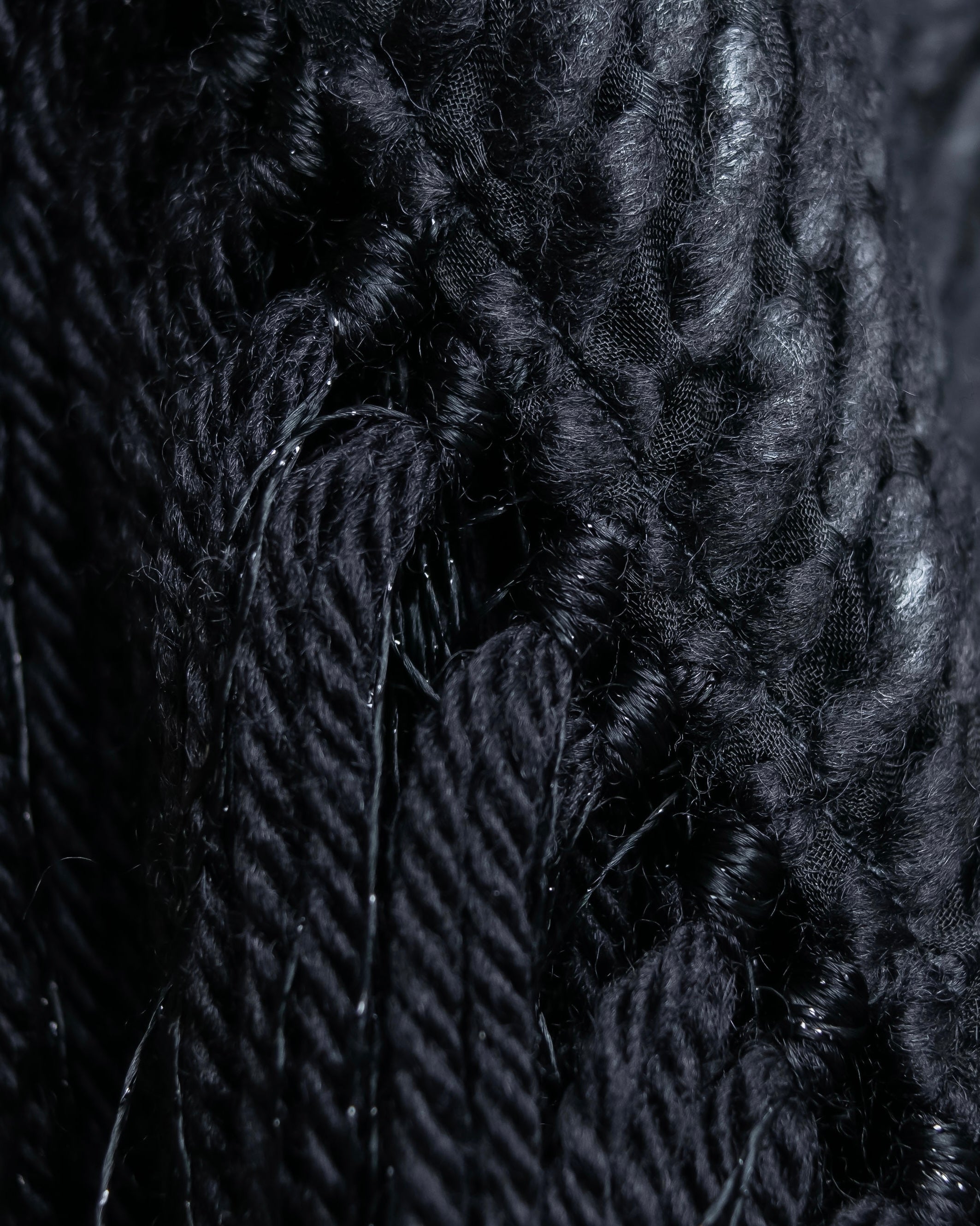 "GIORGIO ARMANI" Waffle low gauge knit fringe design stole