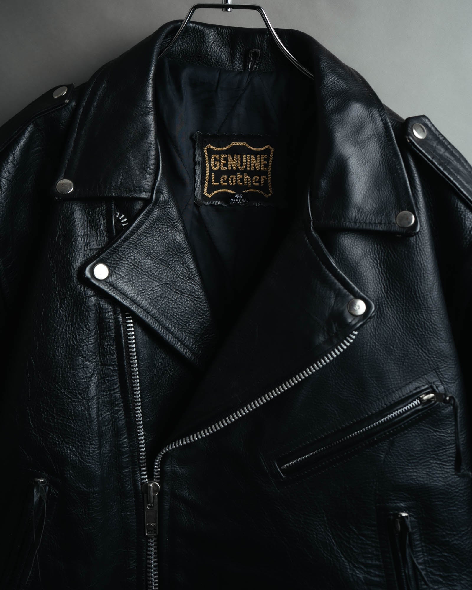 -MOOD MILLÉSIMES- 80’s-90’s heavy-grain double riders jacket