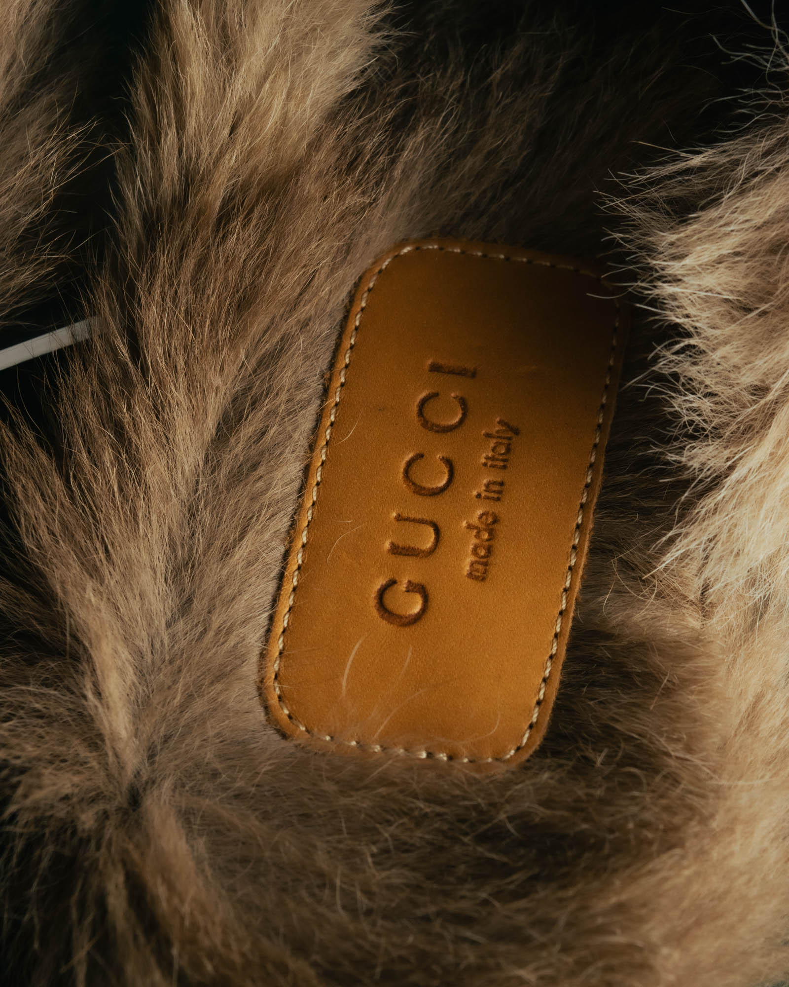 "GUCCI" Fur lined horsebit backless loafer