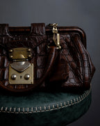 "MIU MIU" Antique design crocodile embossed leather 2way bag