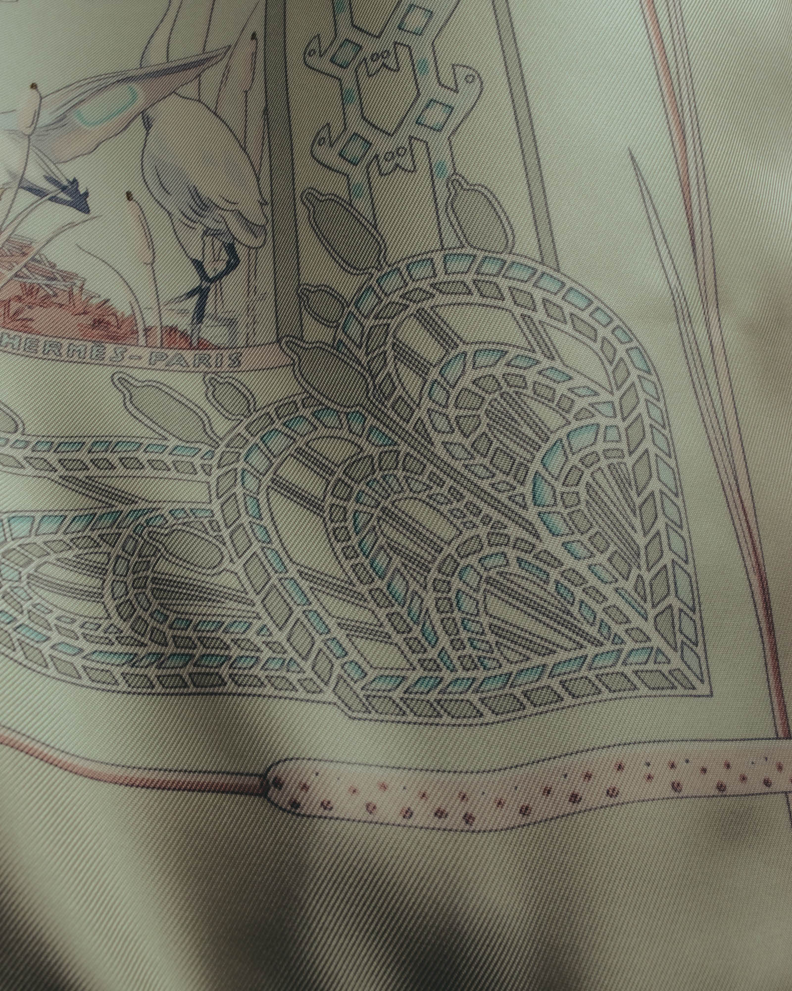 "Hermès" 00's Pastel bird print silk scarf