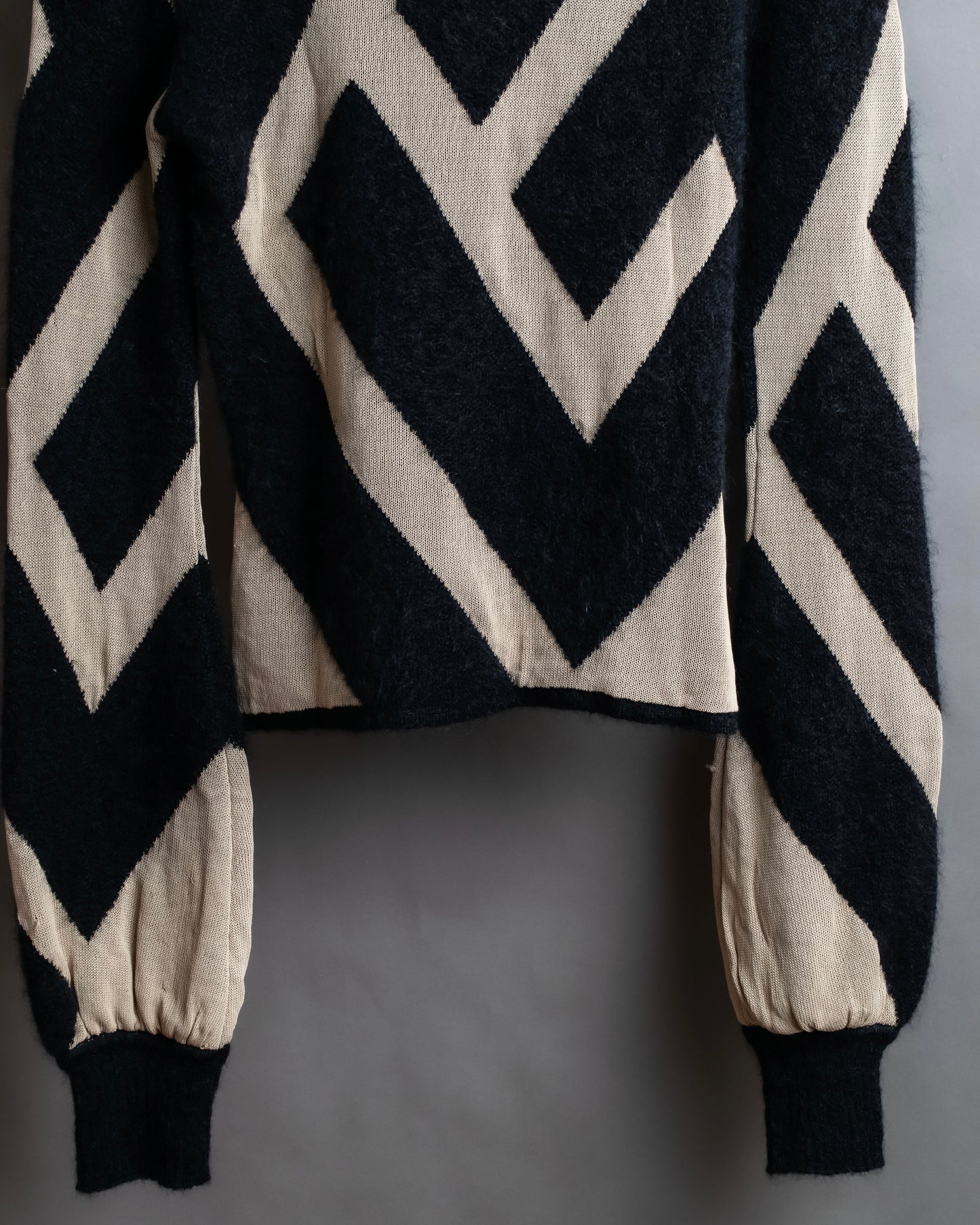 "BALMAIN" Geometric pattern turtleneck ribbed knit pullover