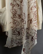 "HERMES" Gaultier period scarf docking design silk cardigan