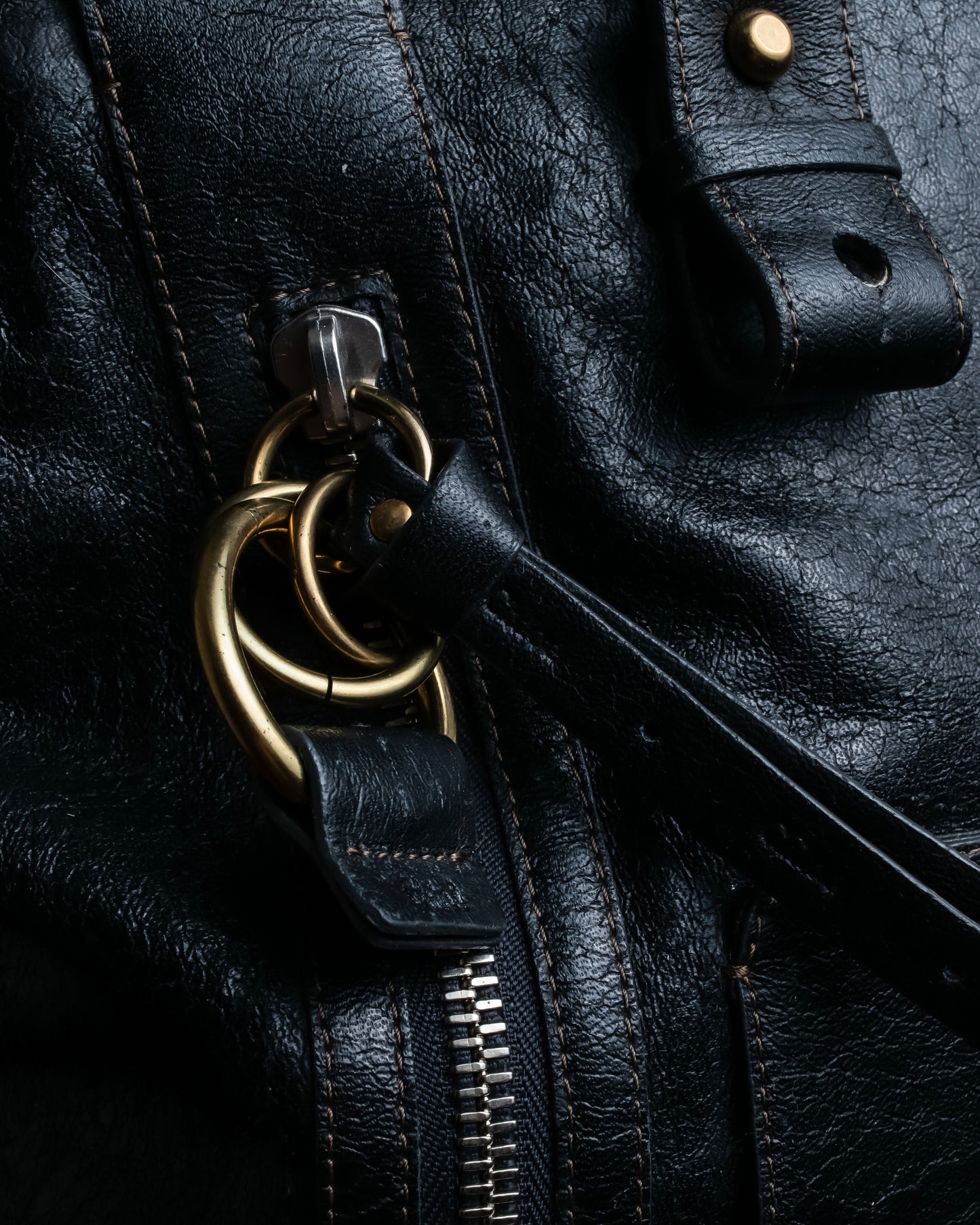 "Chloe" Eclipse series logo engraved leather tote bag