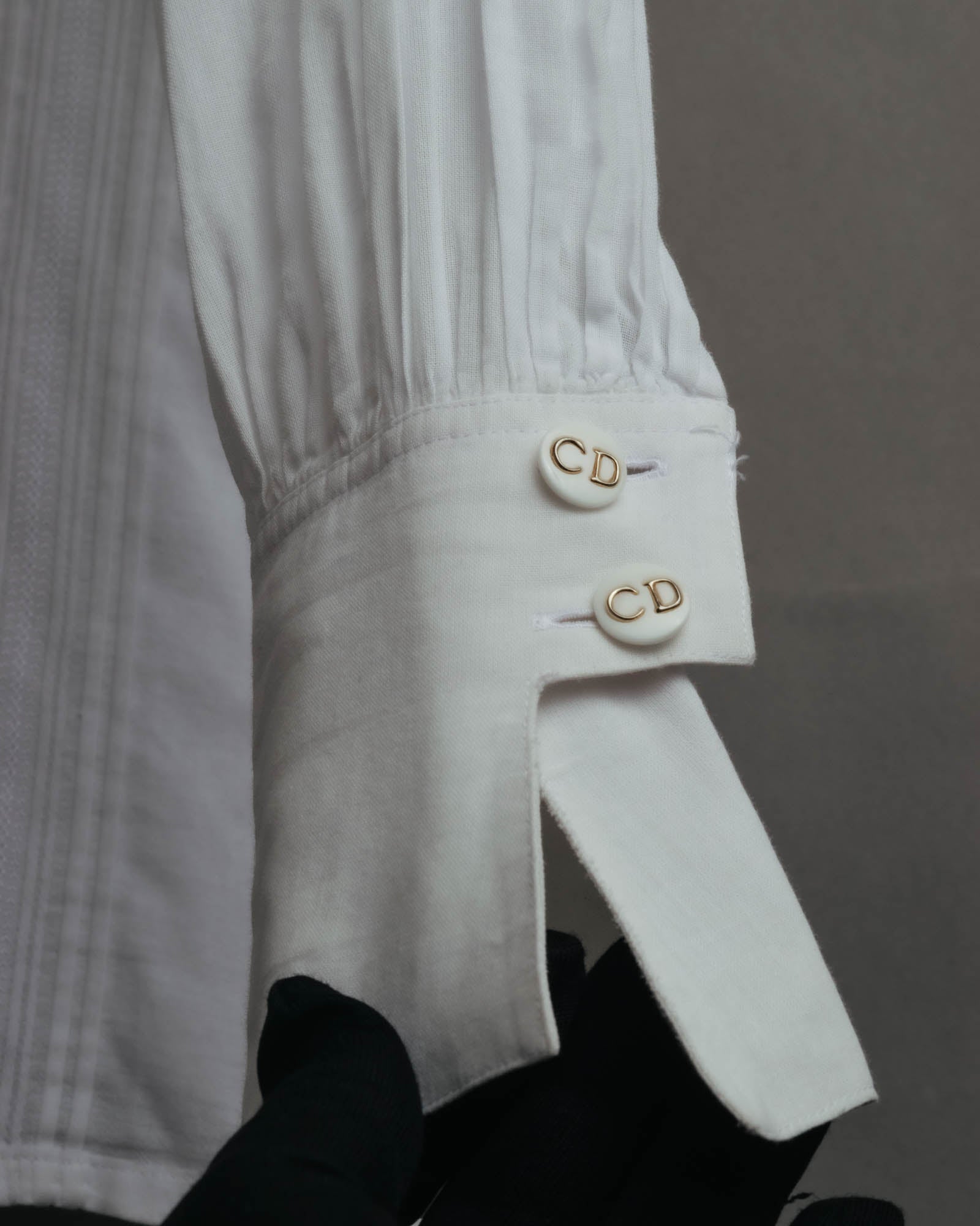 -SPECIAL- “Christian Dior” 90’s-00’s pleated bib dress shirt