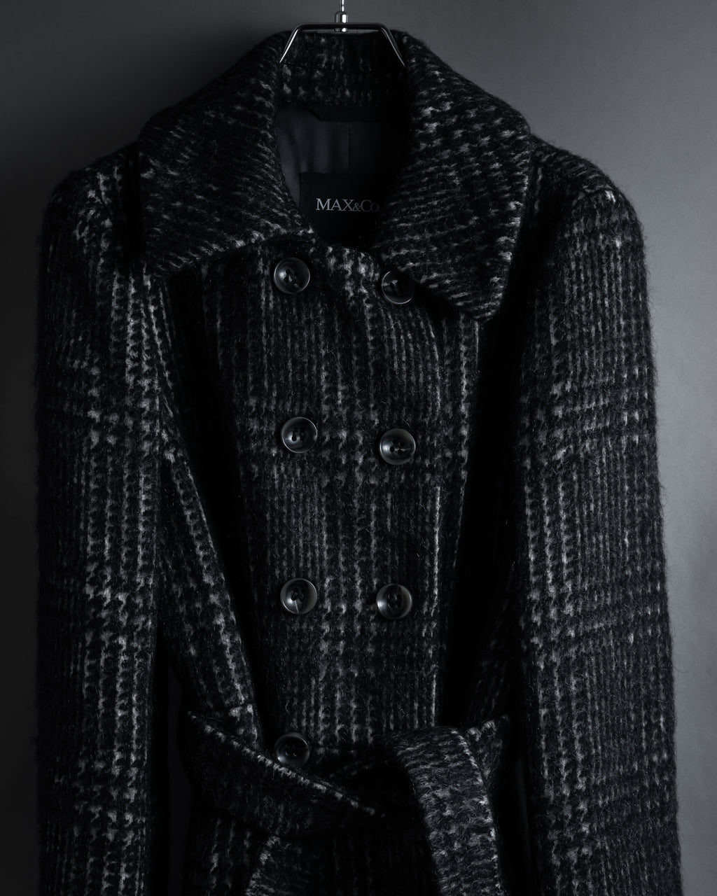 “MAX&Co.” Double-breasted houndstooth tweed coat