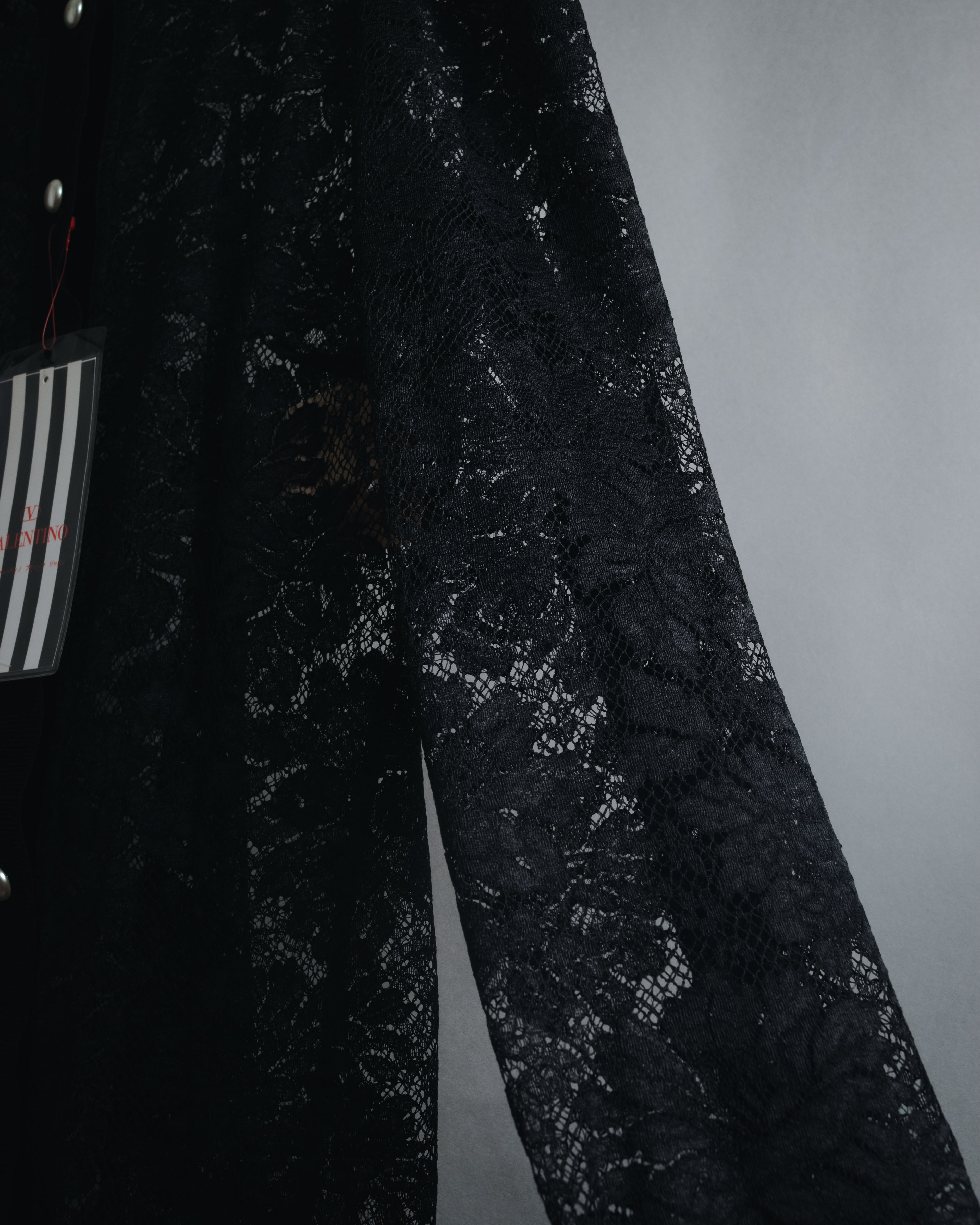 "VALENTINO MISS V" Late 80s botanical lace polo shirt