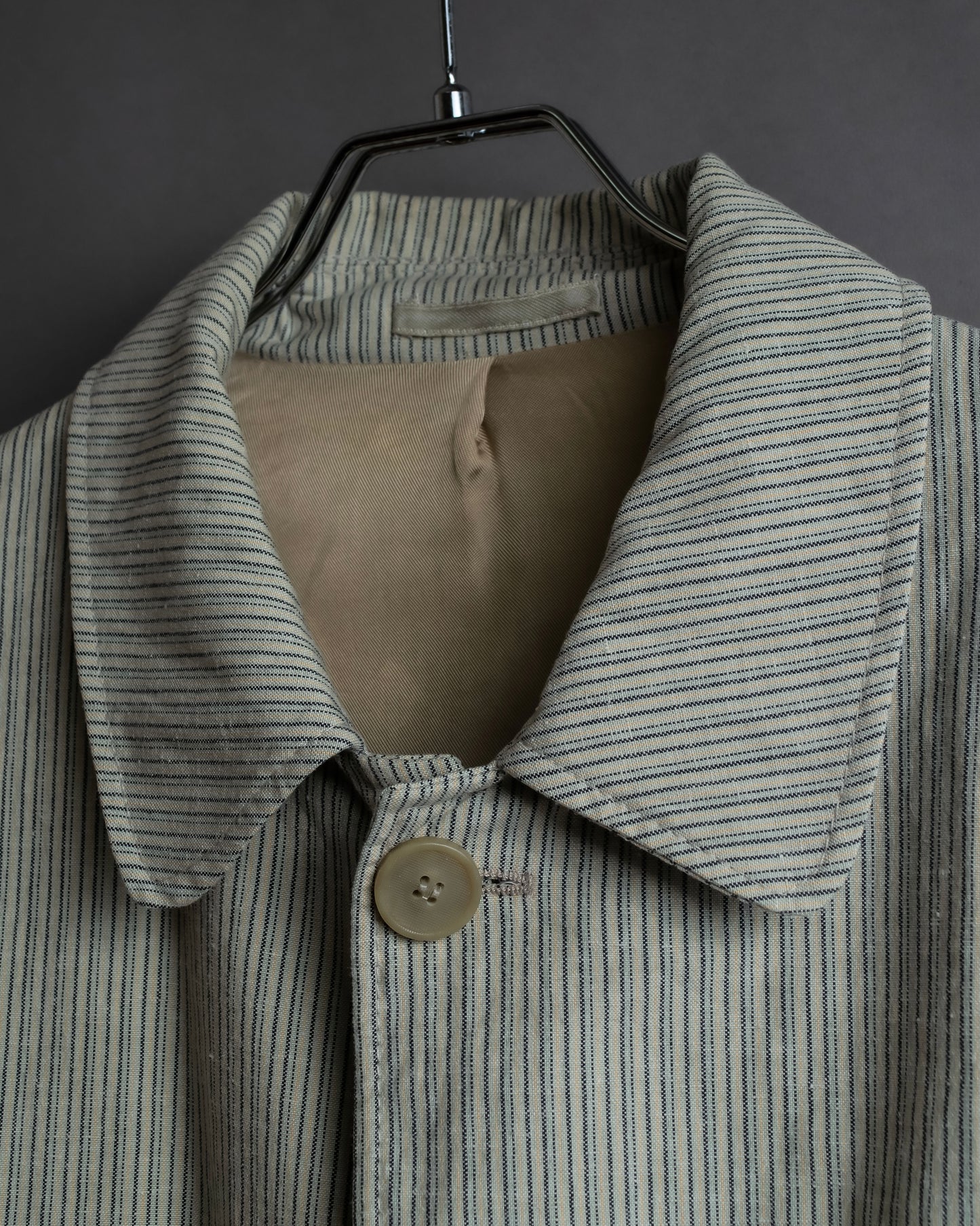 "Vintage ribbed stripe stand collar jacket"