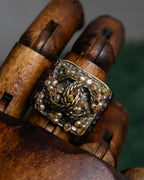 "CHANEL" Glass pearl Coco mark motif gold ring