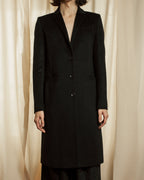 "GUCCI" Michele period solid black wool tailored coat