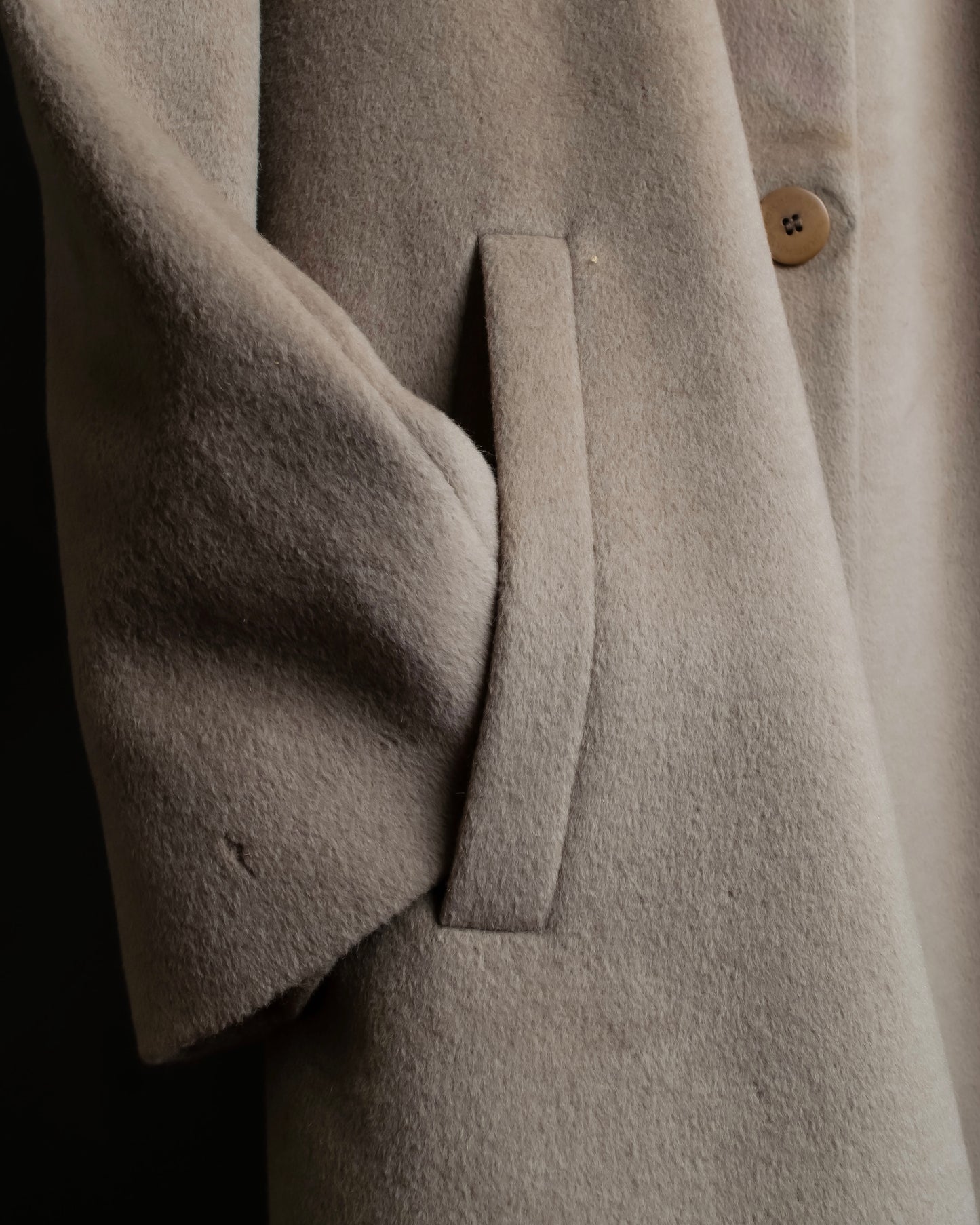 "BURBERRY" Angora mix mid length stand up collar coat