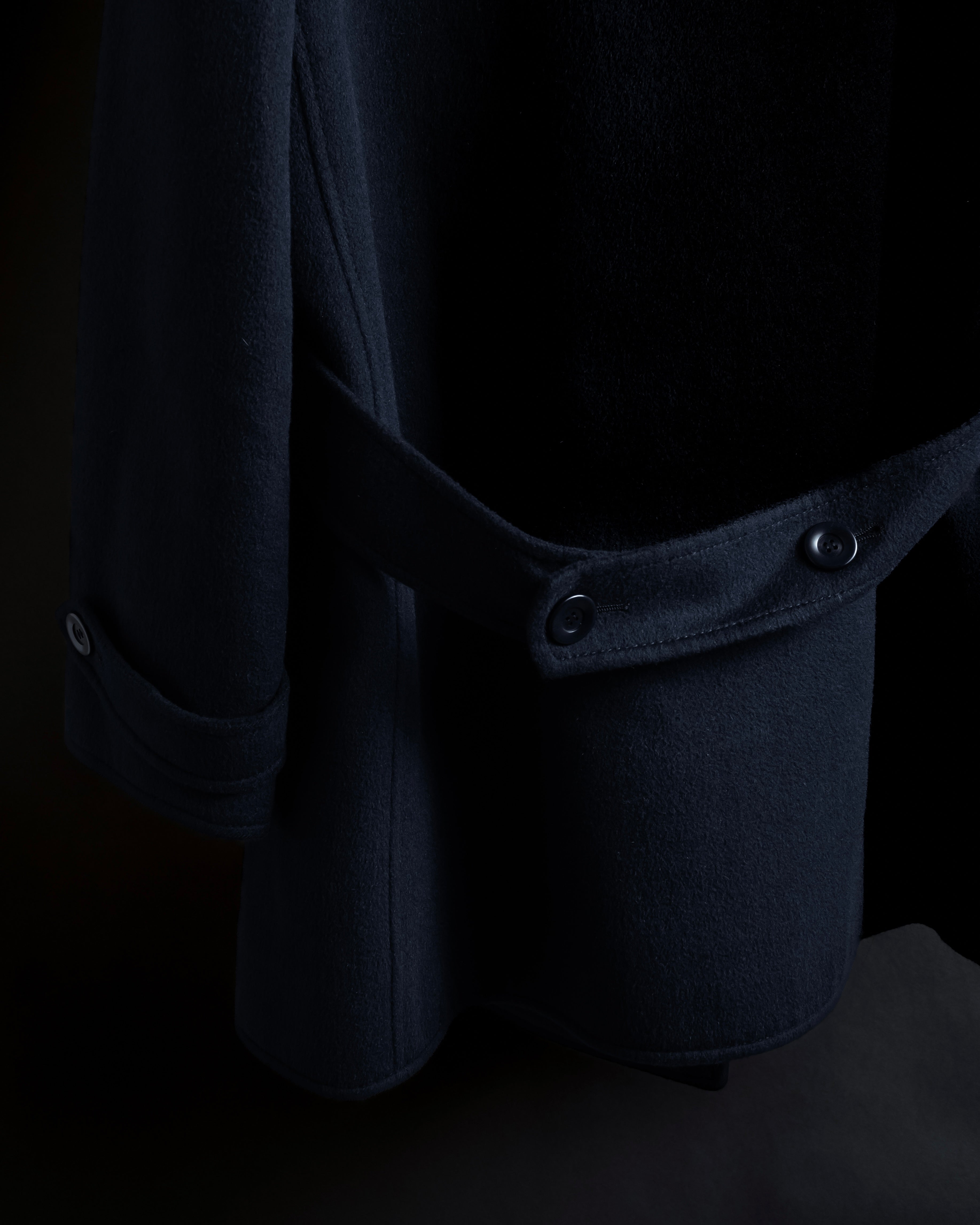 "VALENTINO" Fur collar double-breasted wool coat