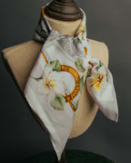 "CELINE" 90's Floral logo cotton square scarf