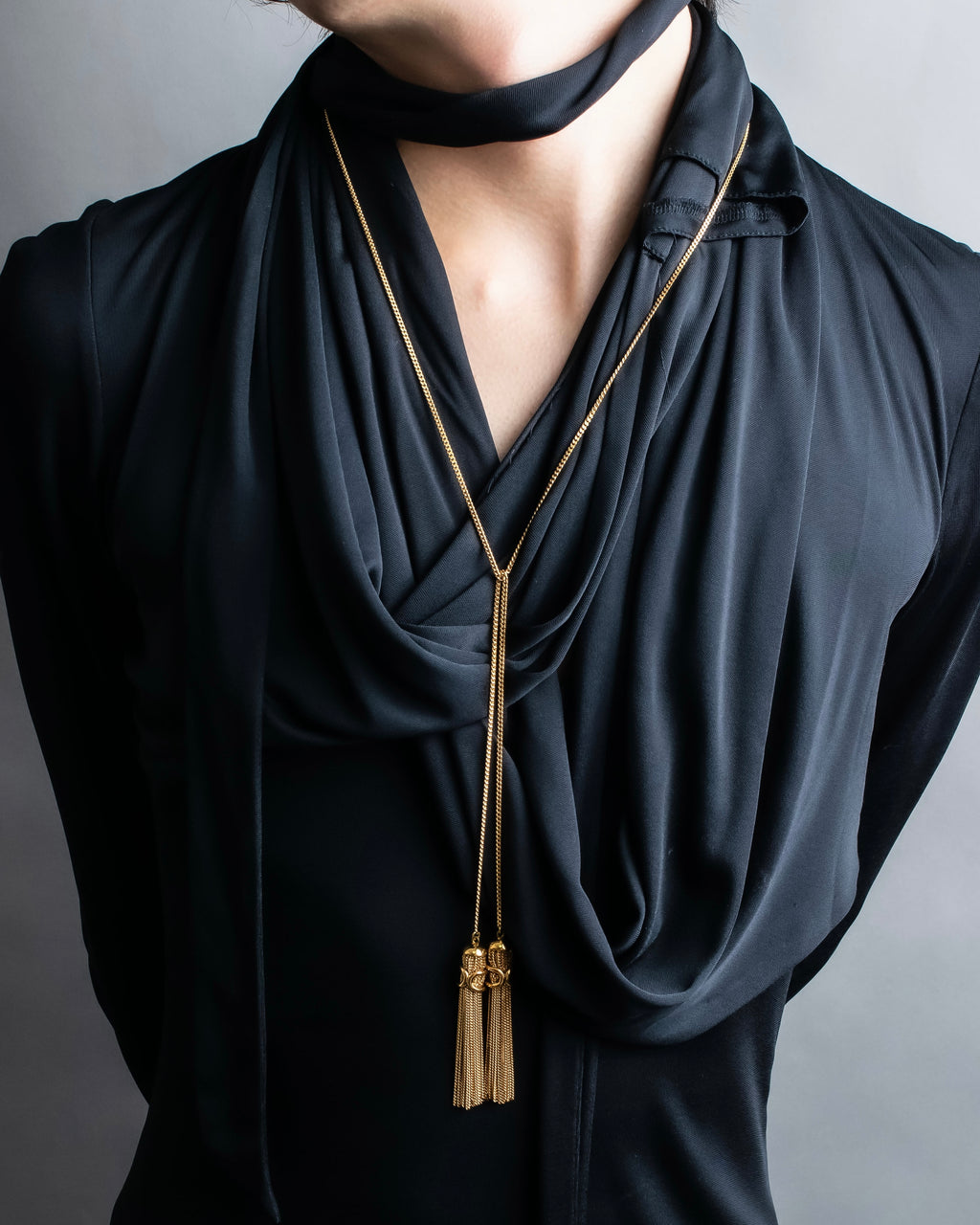 "CELINE" Fringe emblem design long necklace