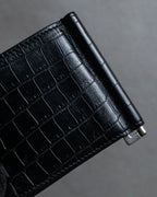 "Saint Laurent" Crocodile embossed leather bi-fold money clip