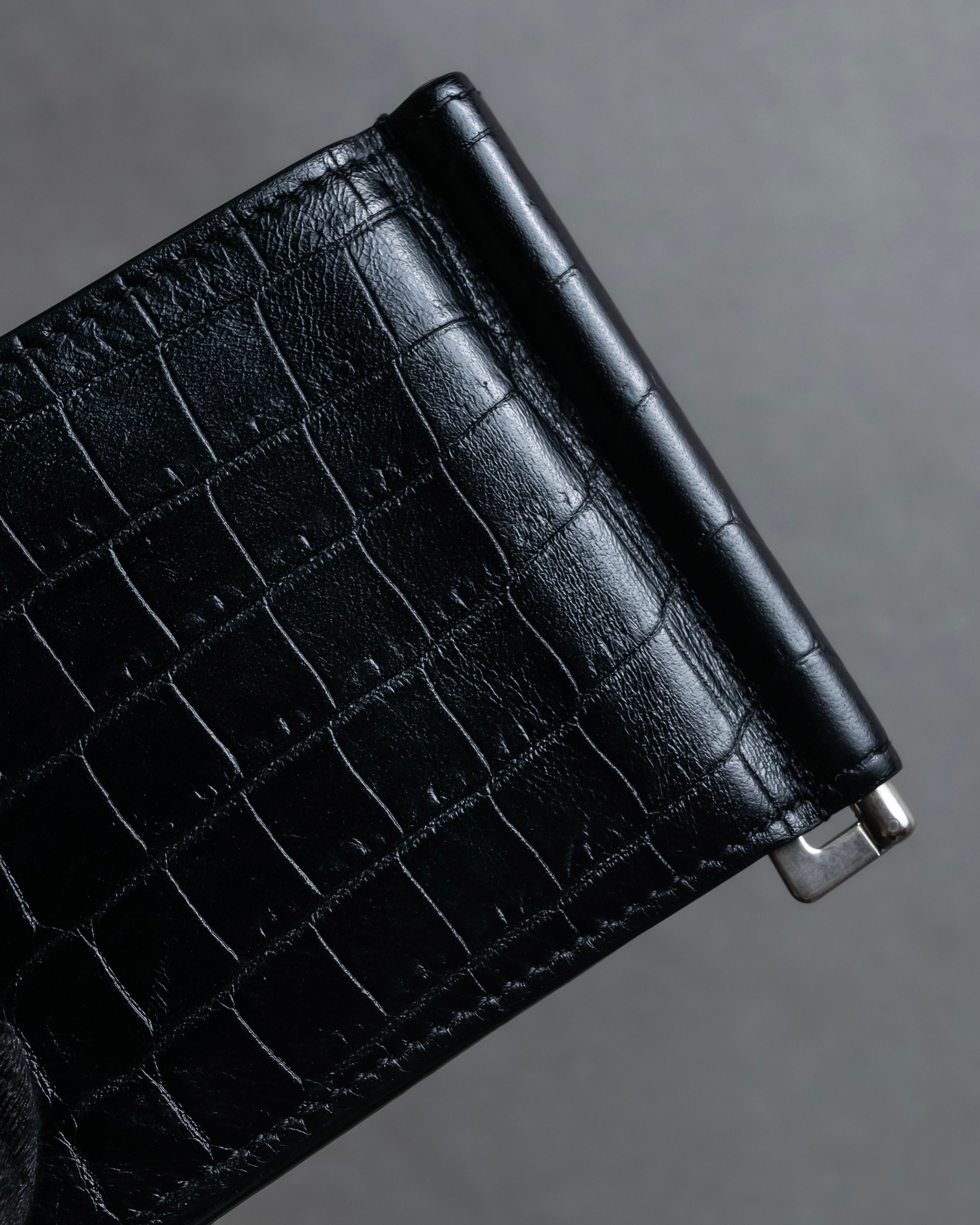 "Saint Laurent" Crocodile embossed leather bi-fold money clip