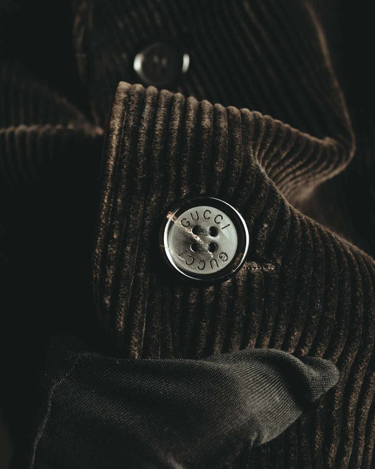 -SPECIAL- "GUCCI" 90's-00's Dark brown corduroy tailored chesterfield coat
