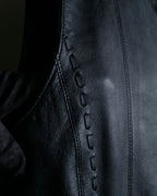 "BALMAIN" Braided detail lamb leather zip-up vest