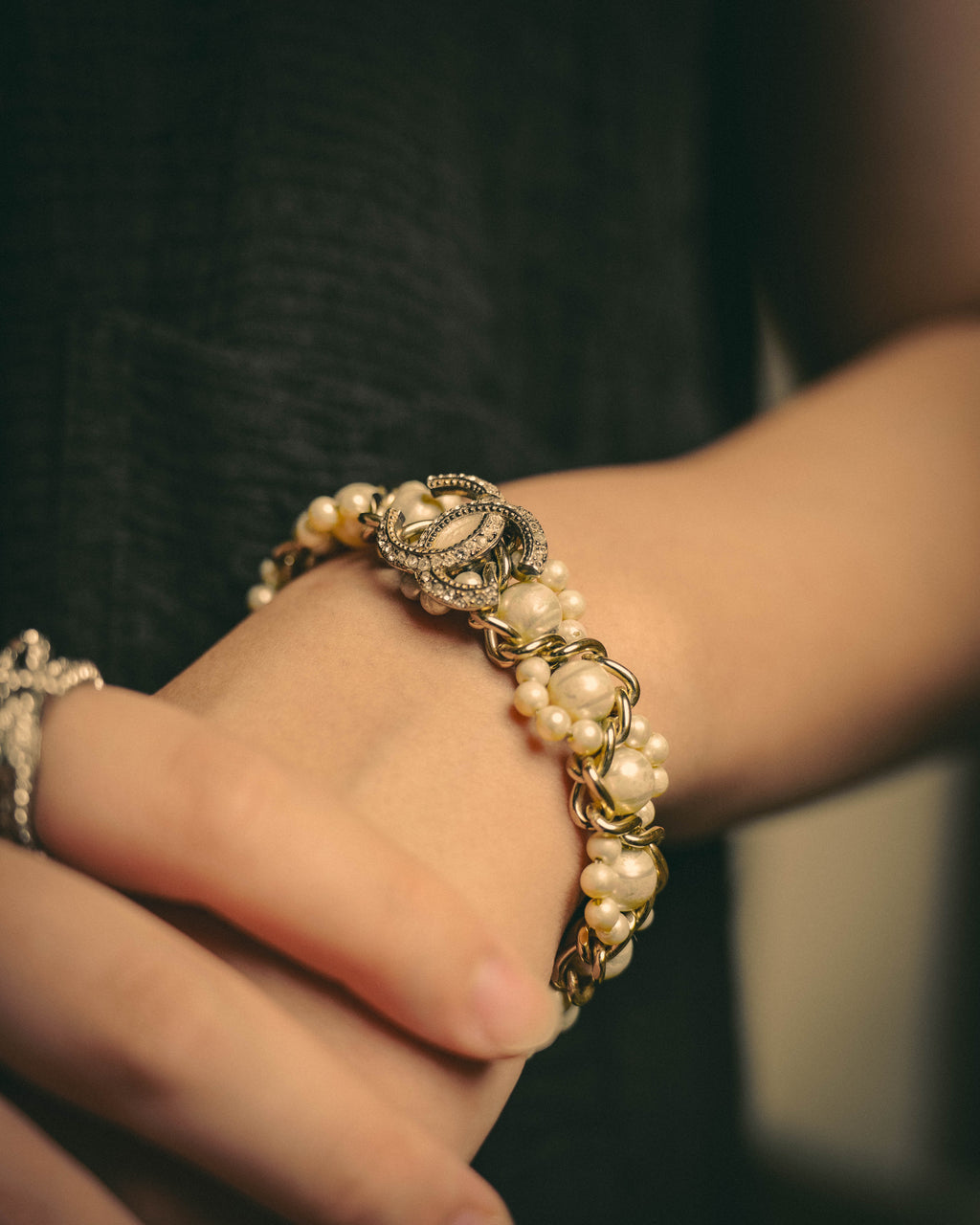 -SPECIAL- "CHANEL" Pearl embellished cc bracelet