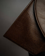 "YVES SAINT LAURENT" Flap design lizard embossed leather hand bag