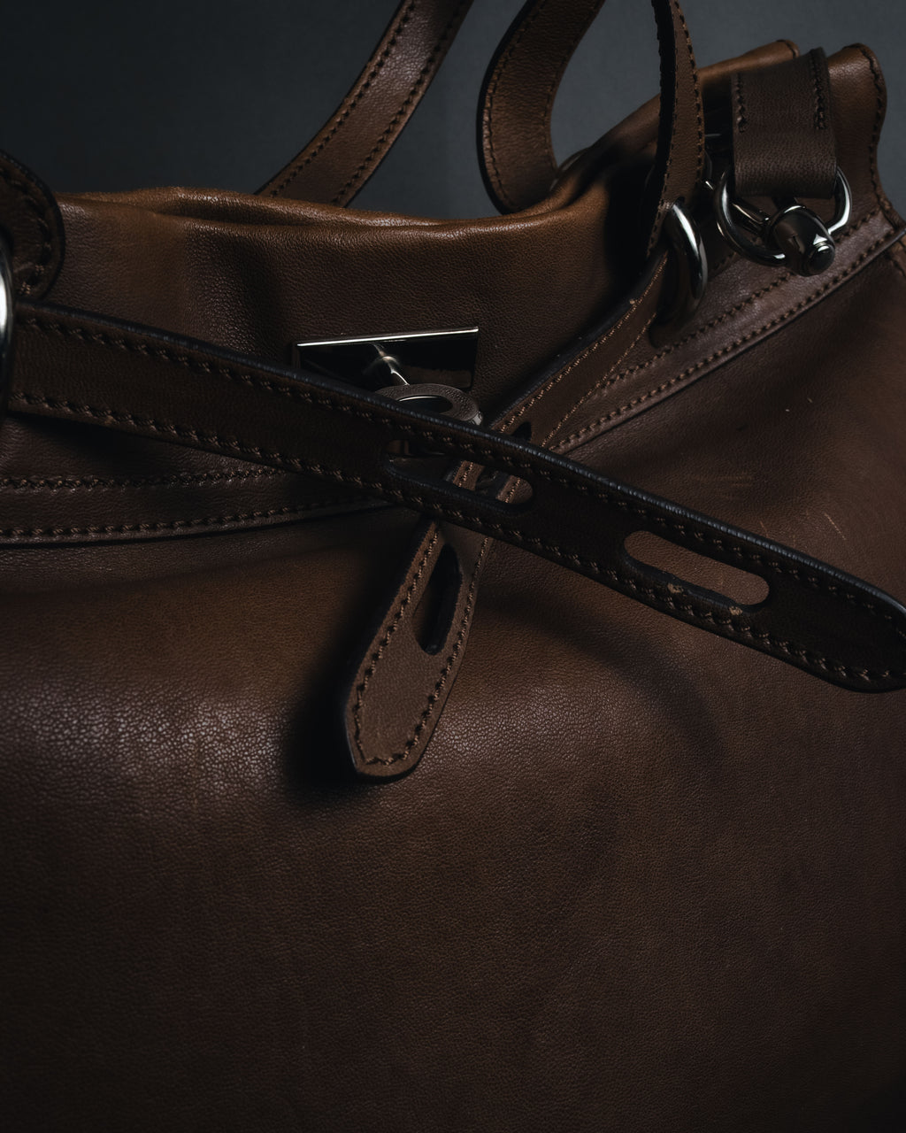 "MAURO GOVERNA" 00’s-10’s lamb leather belted draped bag