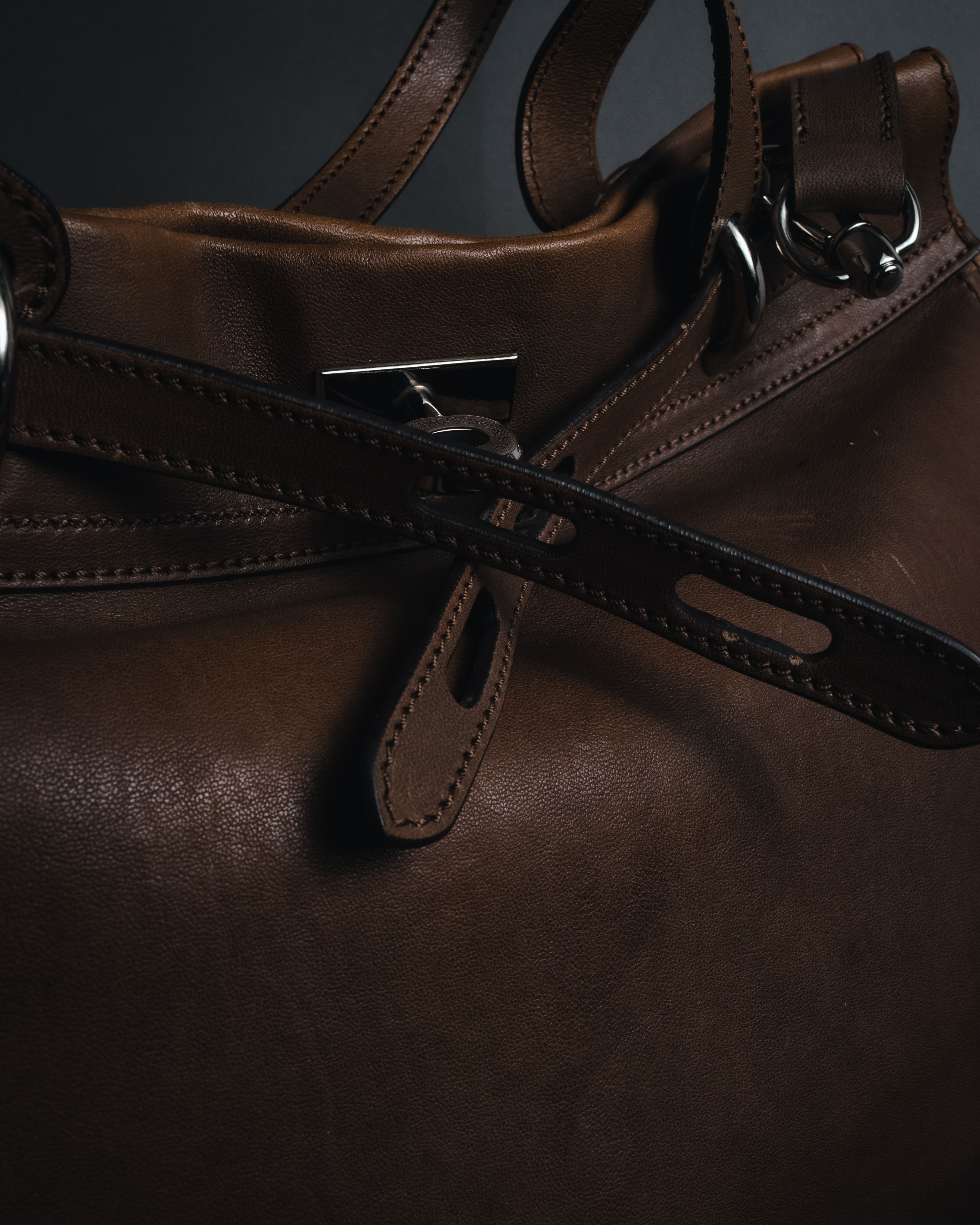 "MAURO GOVERNA" 00’s-10’s lamb leather belted draped bag