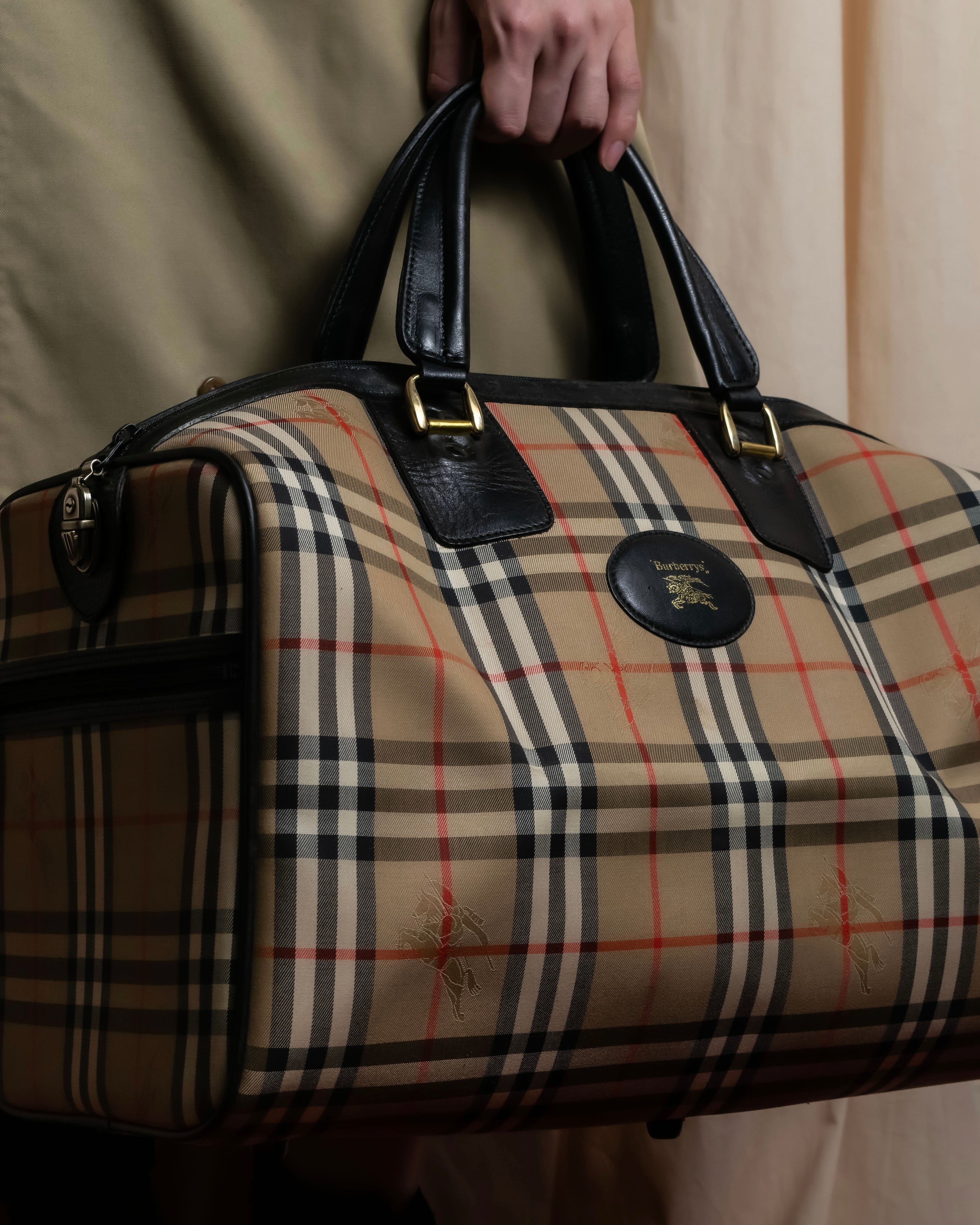 "BURBERRYS" Nova check canvas boston bag