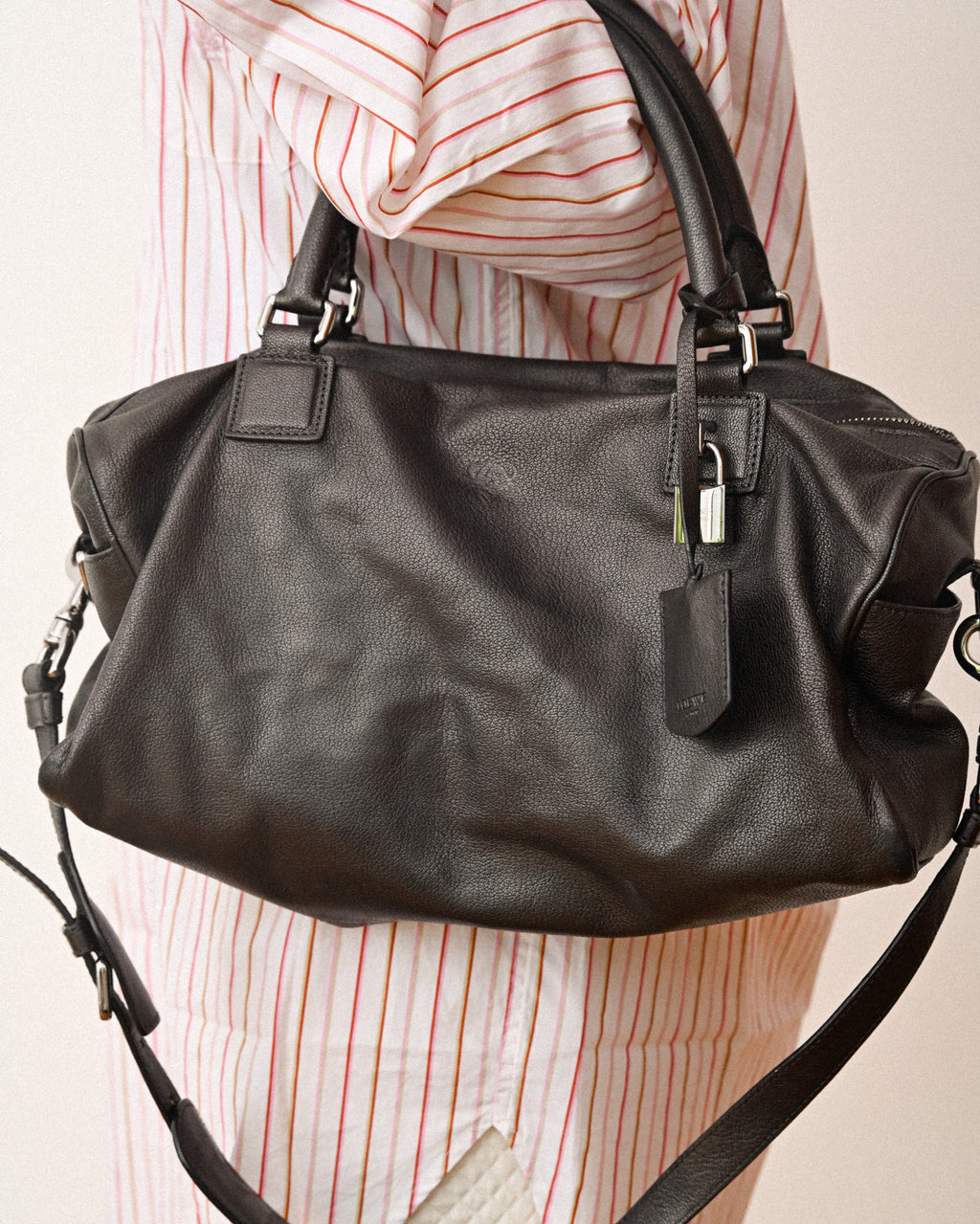 LOEWE/ Anagram 2 Way Mini Boston Hand Bag Metallic Black