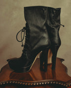 –SPECIAL– "Miu Miu" 00's–10's Sculptural platform lace up ankle boots