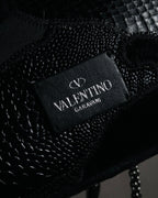 –SPECIAL– "VALENTINO GARAVANI" 2010’s Noir rockstud exotic patchwork chain bag