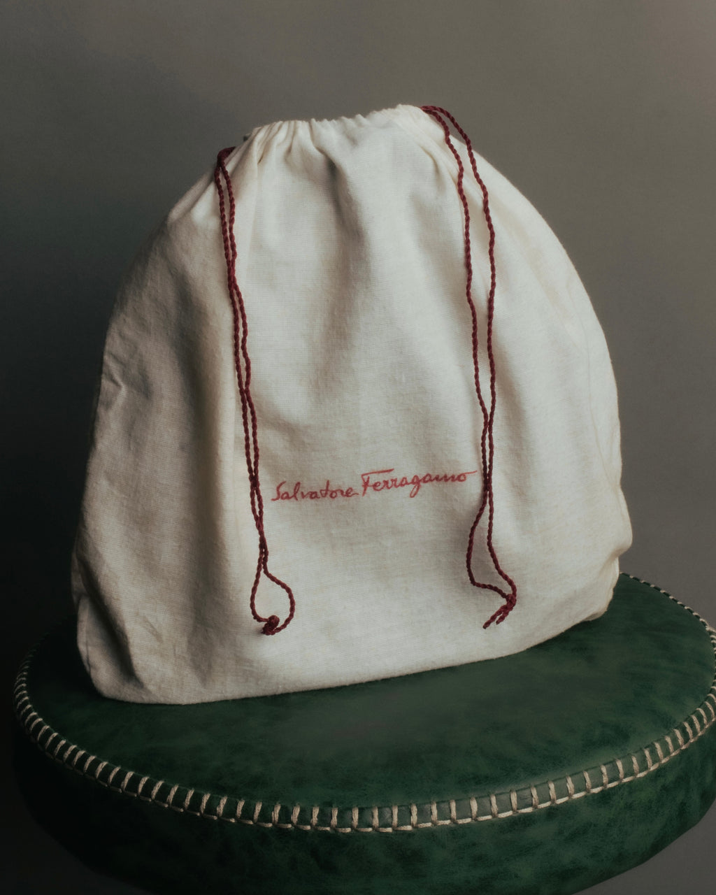 “Salvatore Ferragamo” 1995 Double gancini suede leather handbag