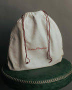“Salvatore Ferragamo” 1995 Double gancini suede leather handbag
