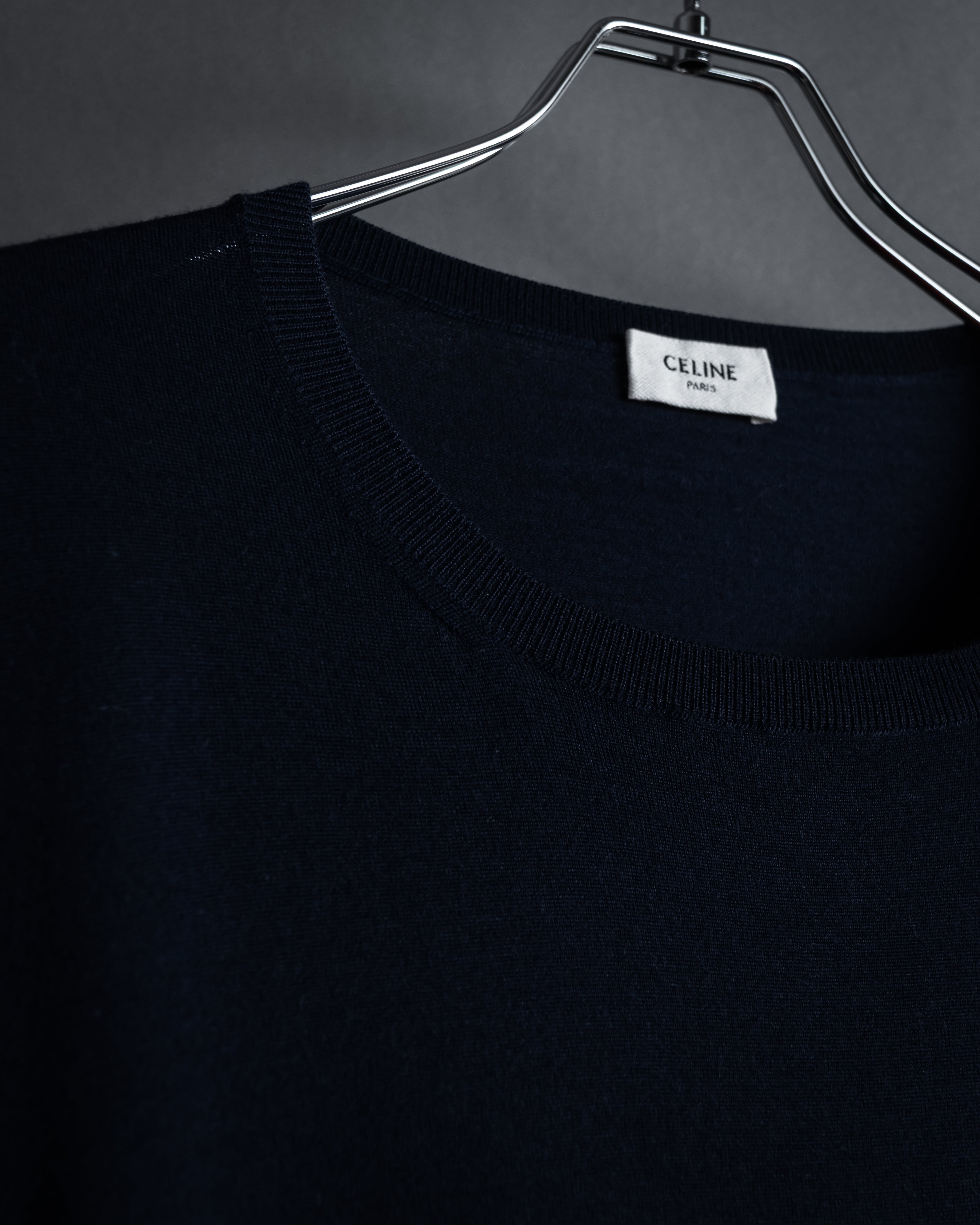 "CELINE" Hedi Slimane design compact silhouette wool knit