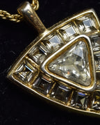 "YVES SAINT LAURENT" Triangle motif glass stone necklace