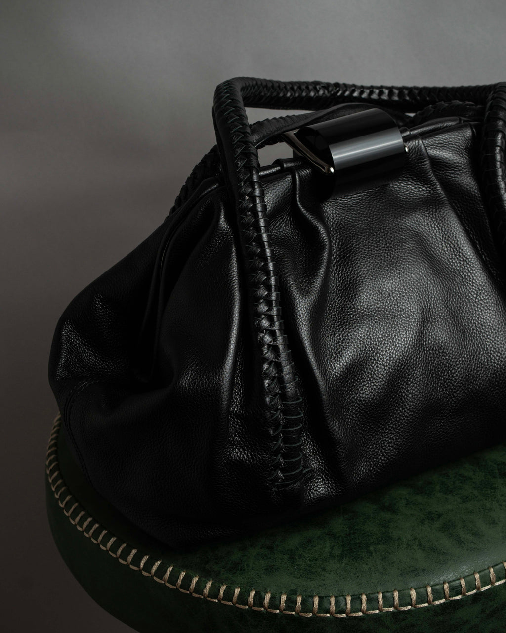 "Salvatore Ferragamo" Draping design lace-up detail leather bag