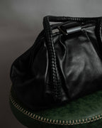 "Salvatore Ferragamo" Draping design lace-up detail leather bag