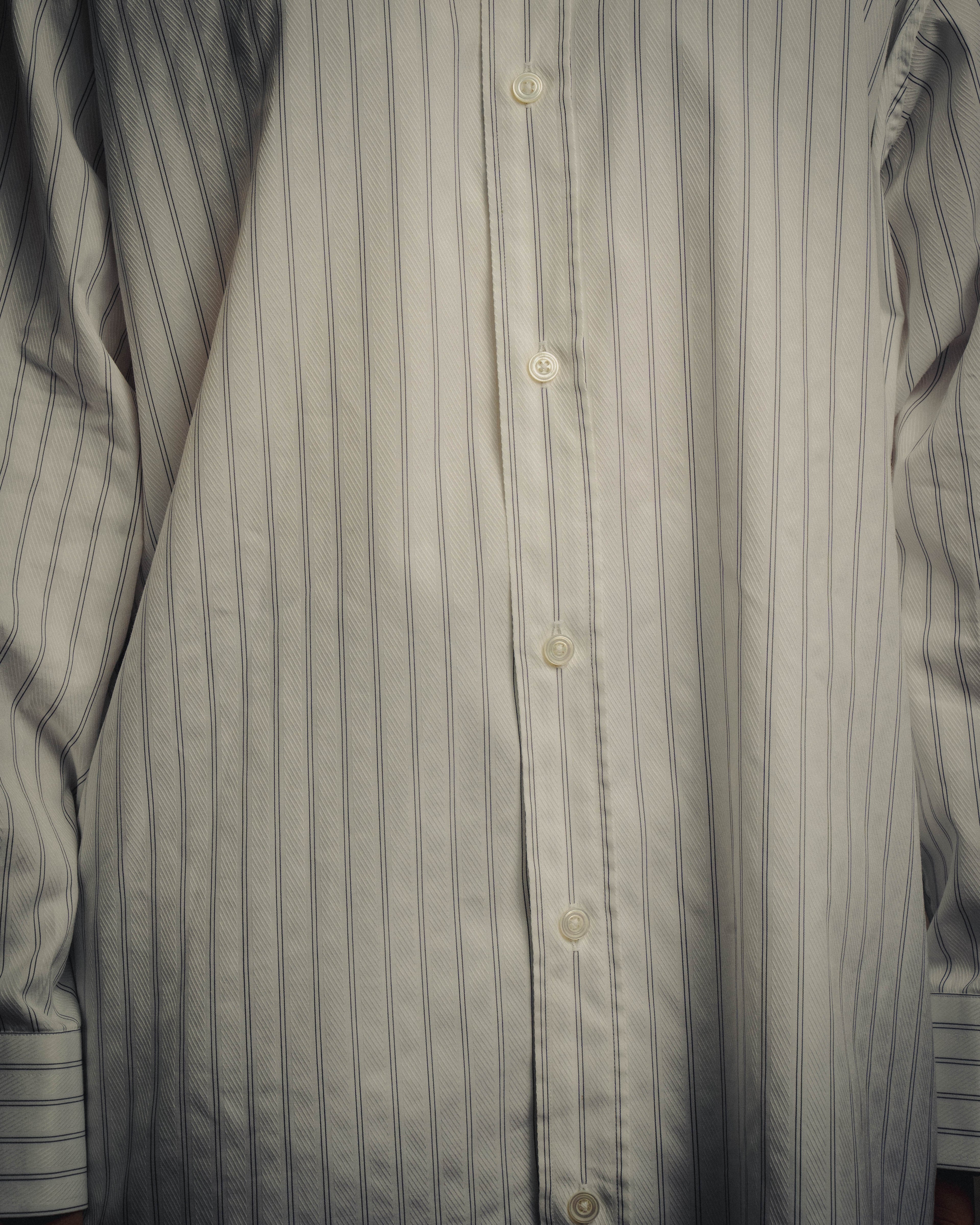 -SPECIAL- “HERMES” 80’s tonal jacquard pinstripe French cuff shirt