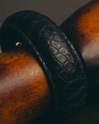 -SPECIAL- "GUCCI" 70's-80's Iconic horsebit crocodile leather cuff bangle