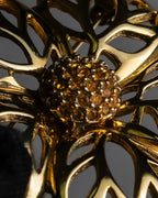 "Christian Dior" Floral motif gold brooch