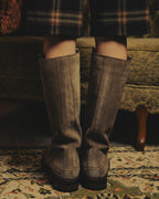 -SPECIAL- “Dior” 00’s Taupe suede square toe riding boots