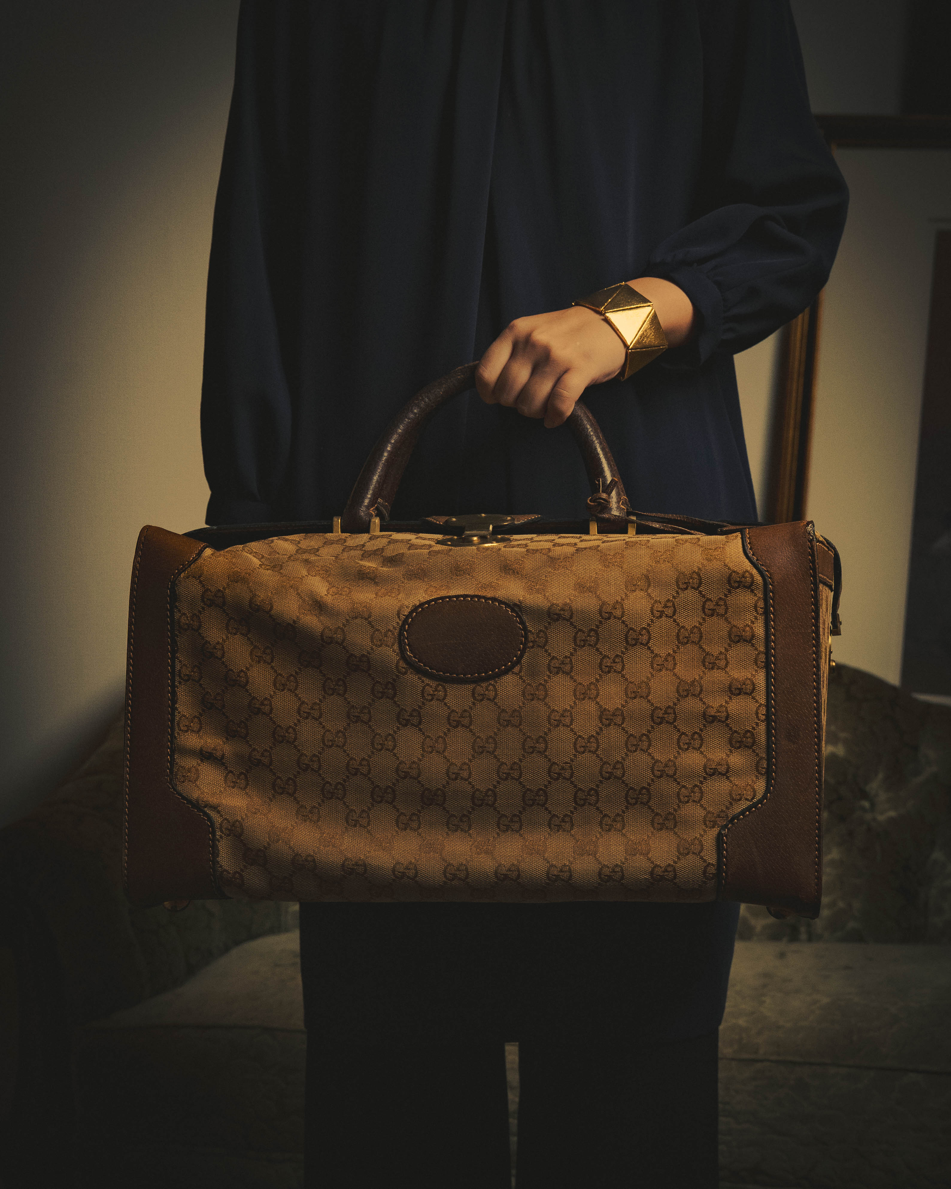 –SPECIAL– "GUCCI" 60's-70's Classic GG monogram Boston bag