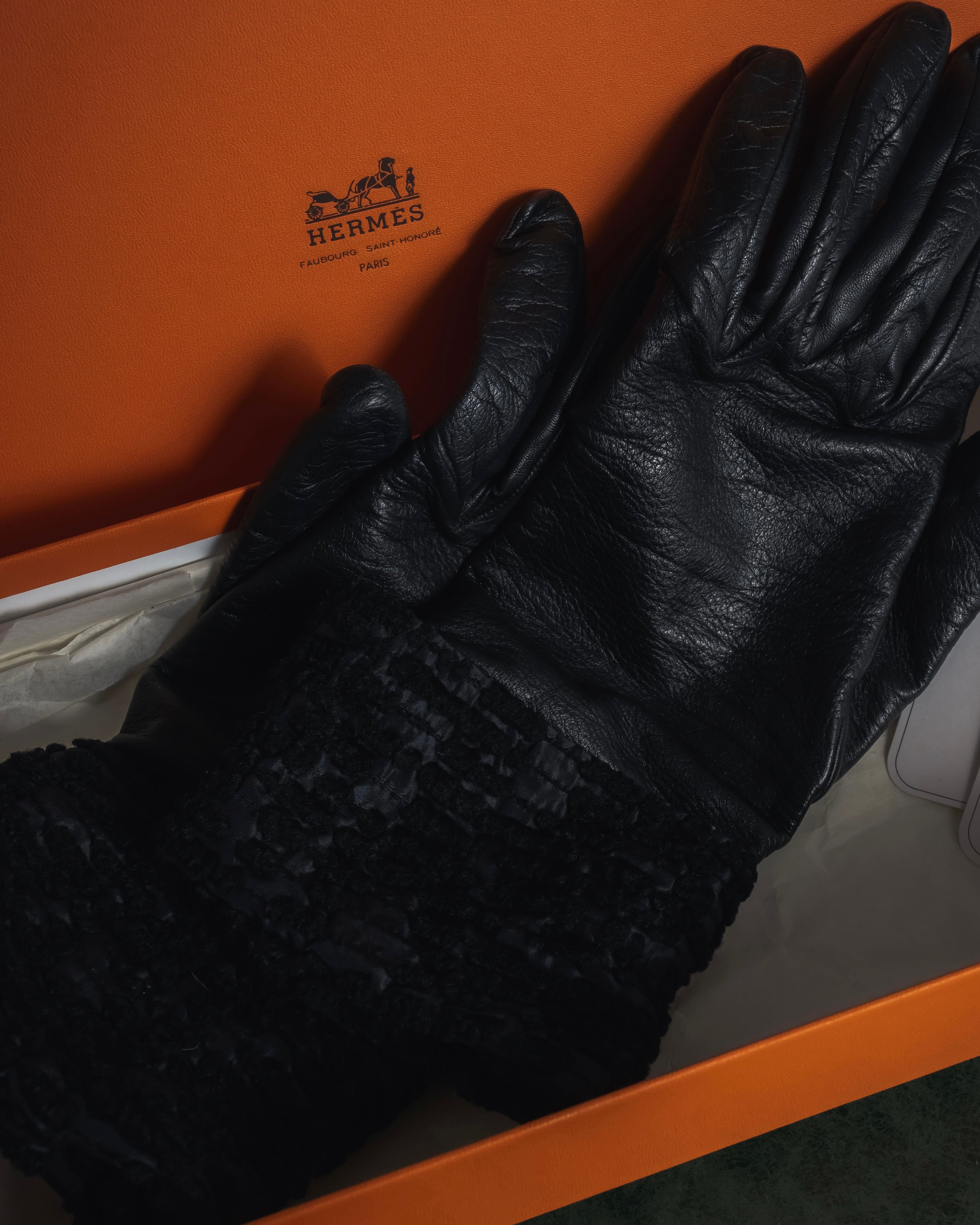 -SPECIAL- "HERMES" 90's Astrakhan combination leather gloves