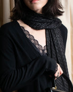 "GIORGIO ARMANI" Waffle low gauge knit fringe design stole