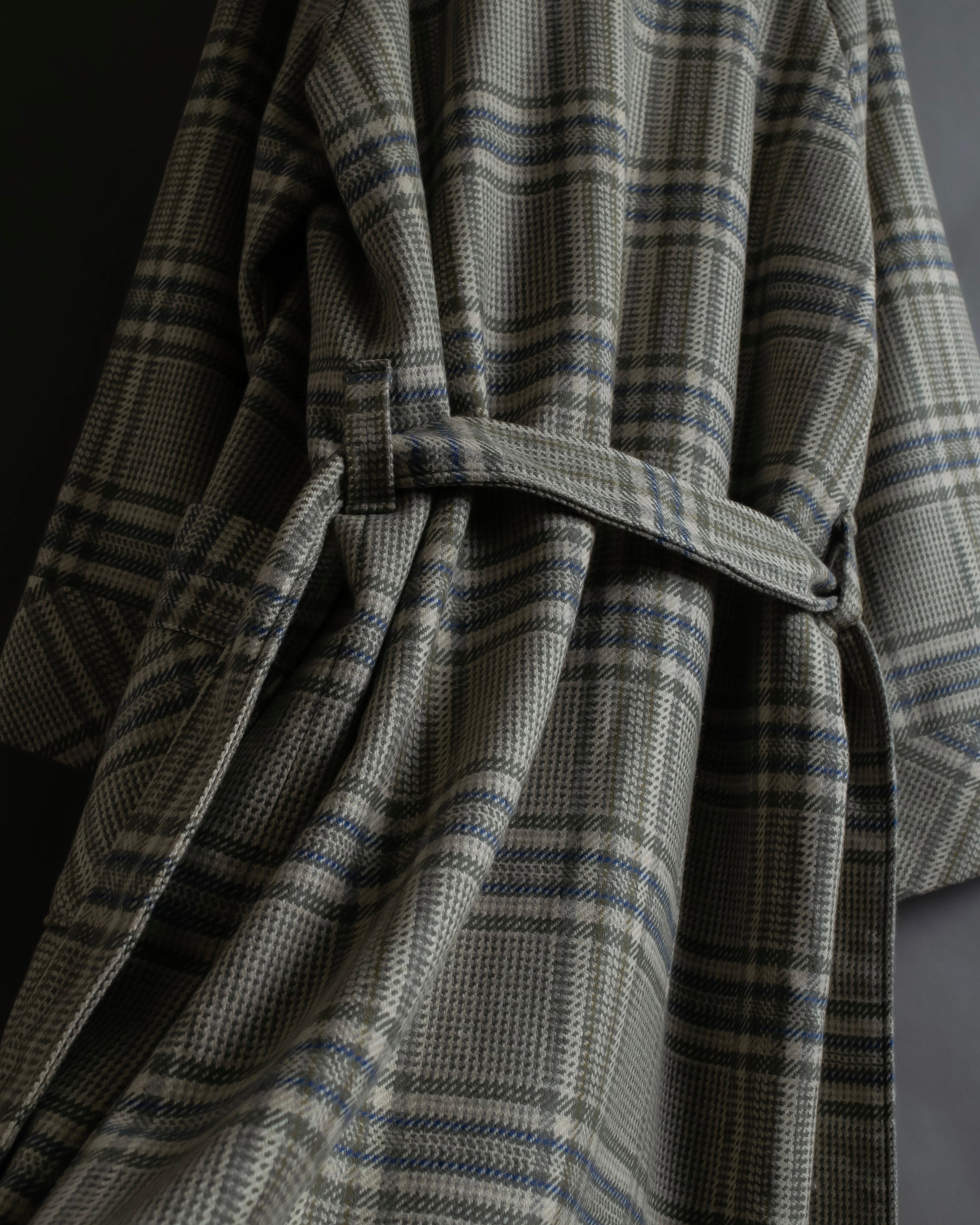 "PIERRE BALMAIN" Glen check belted gown coat