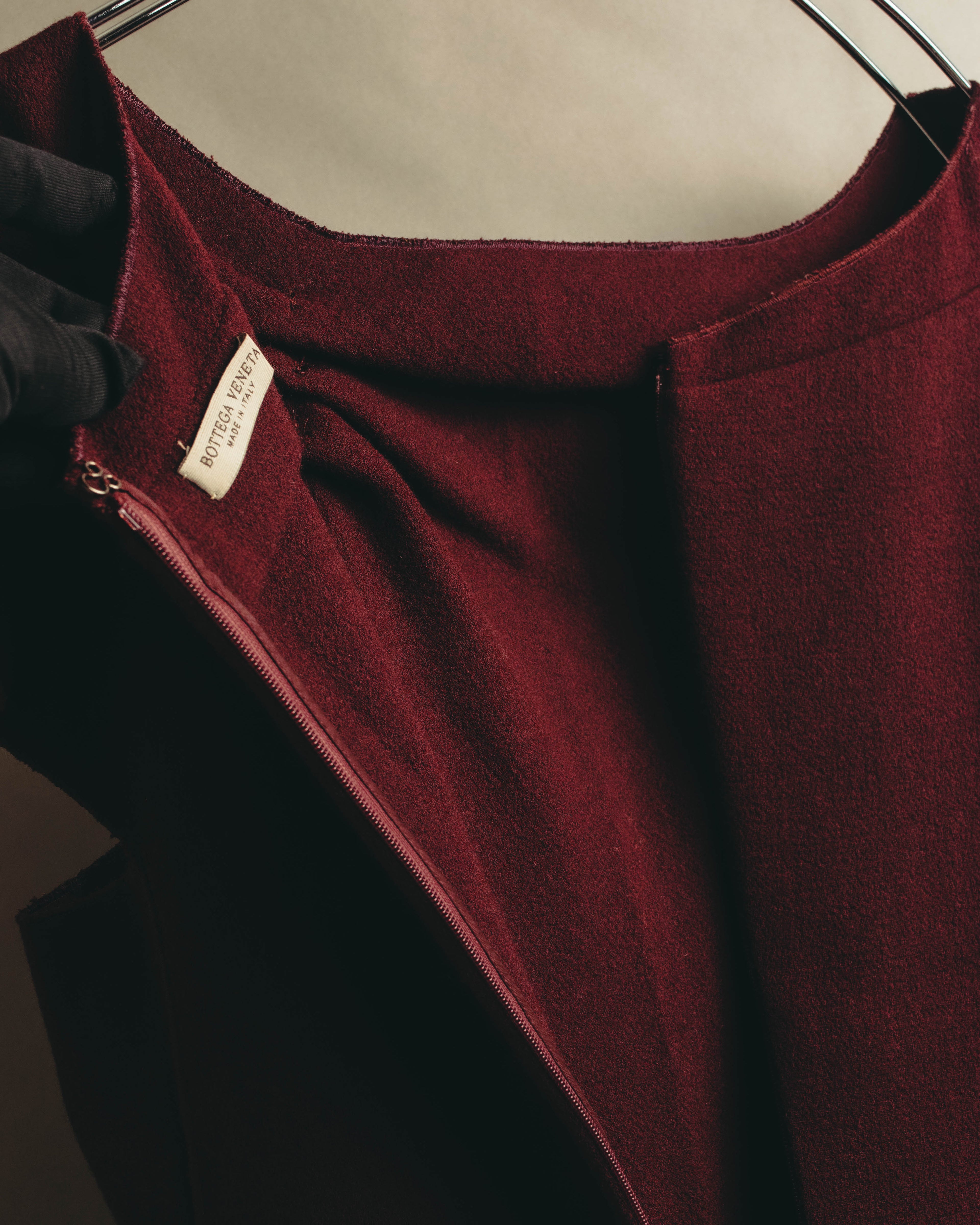 “BOTTEGA VENETA” 10’s Sculptural flutter sleeve wool dress