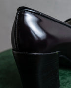 "PRADA" Metal band design leather heel loafers