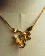 -SPECIAL- “Christian Dior” 80’s-90’s Vintage botanical leaf rhinestone pendant necklace