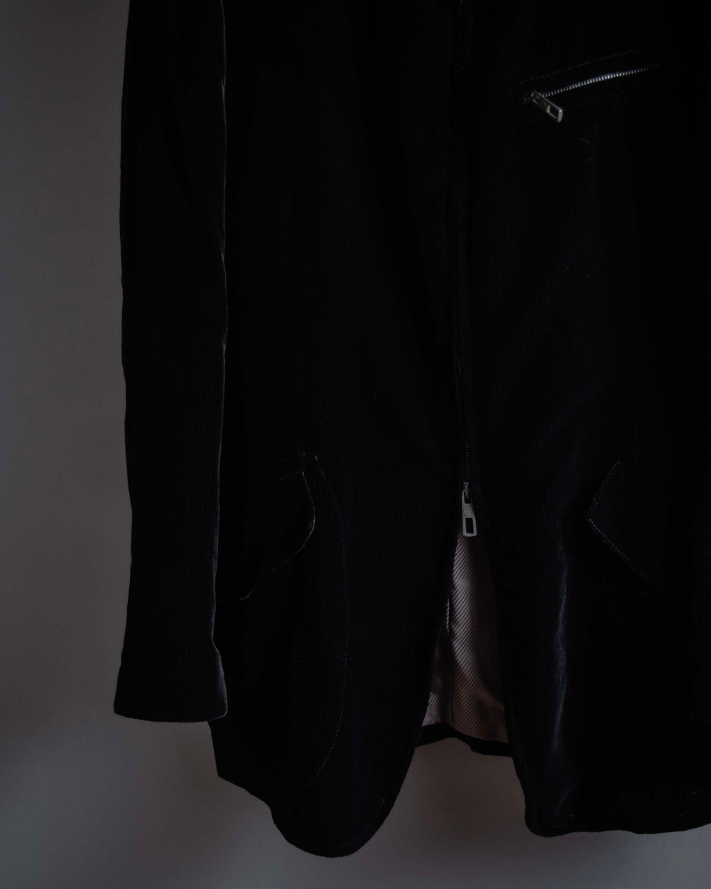 "GIORGIO ARMANI" Velour corduroy double zip up jacket